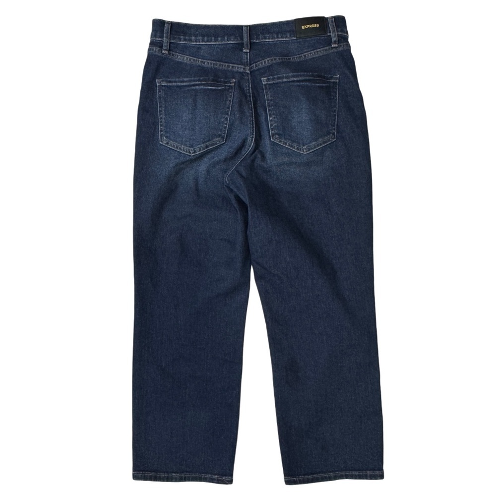 {Express} "Straight Ankle High Rise" Short Blue Relaxed Stretch Denim Jeans - Picture 3 of 7